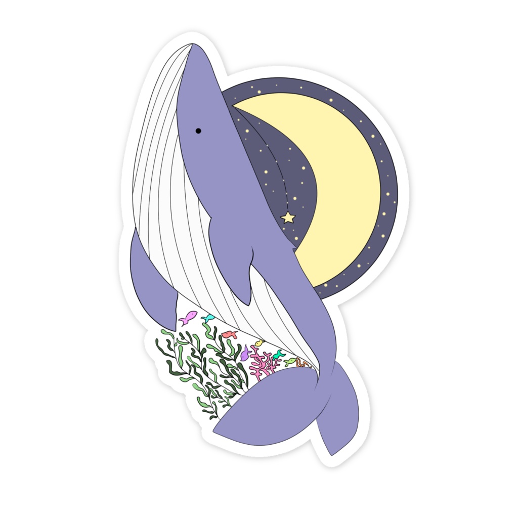 夜空とクジラのスマホステッカー