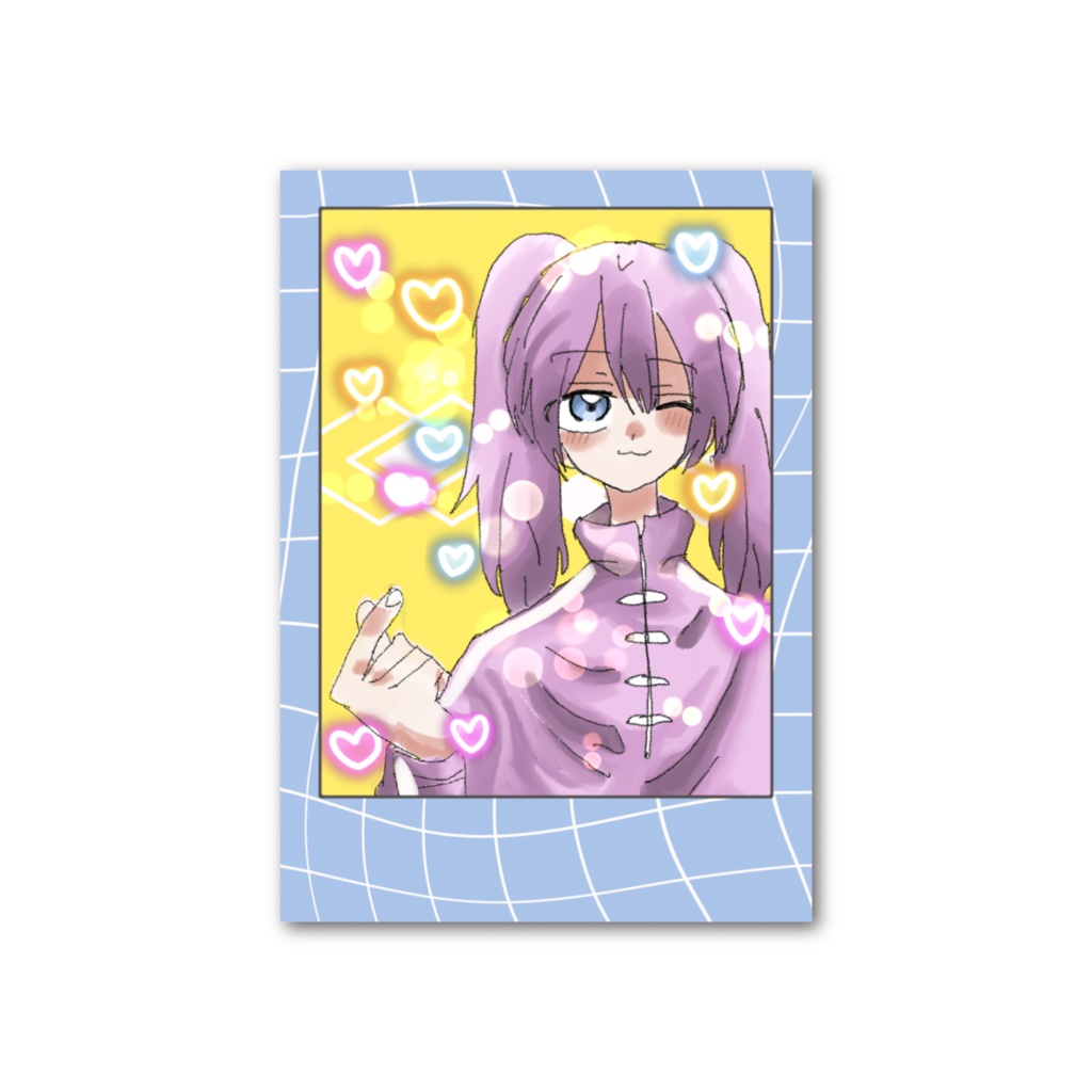 指ハートなフォト風カード