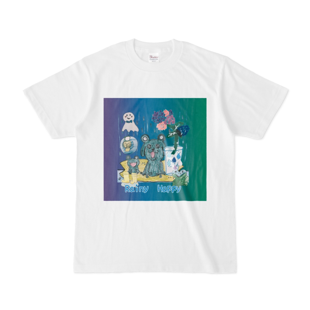 【Rainy Happy☔】雨の日もハッピーな仲間たちTシャツ🐸