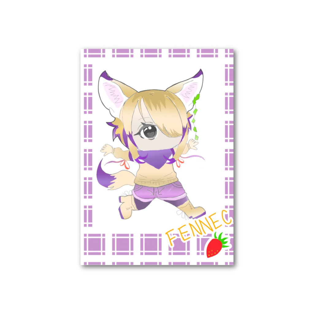 フォト風カードフェネックちゃんイラスト