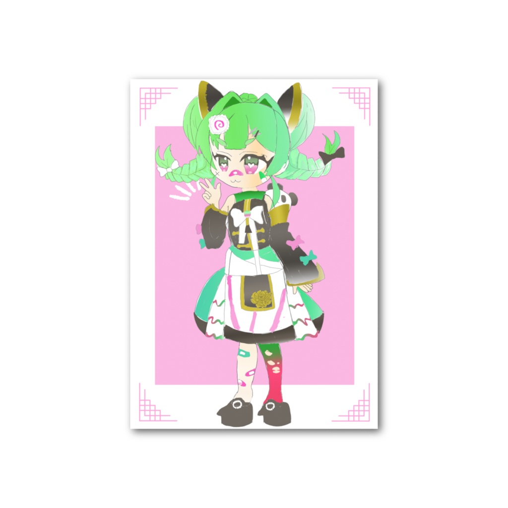 フォト風カード牡丹ちゃんイラスト