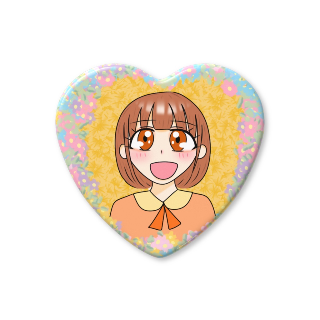 春系の女の子ハート缶バッジ