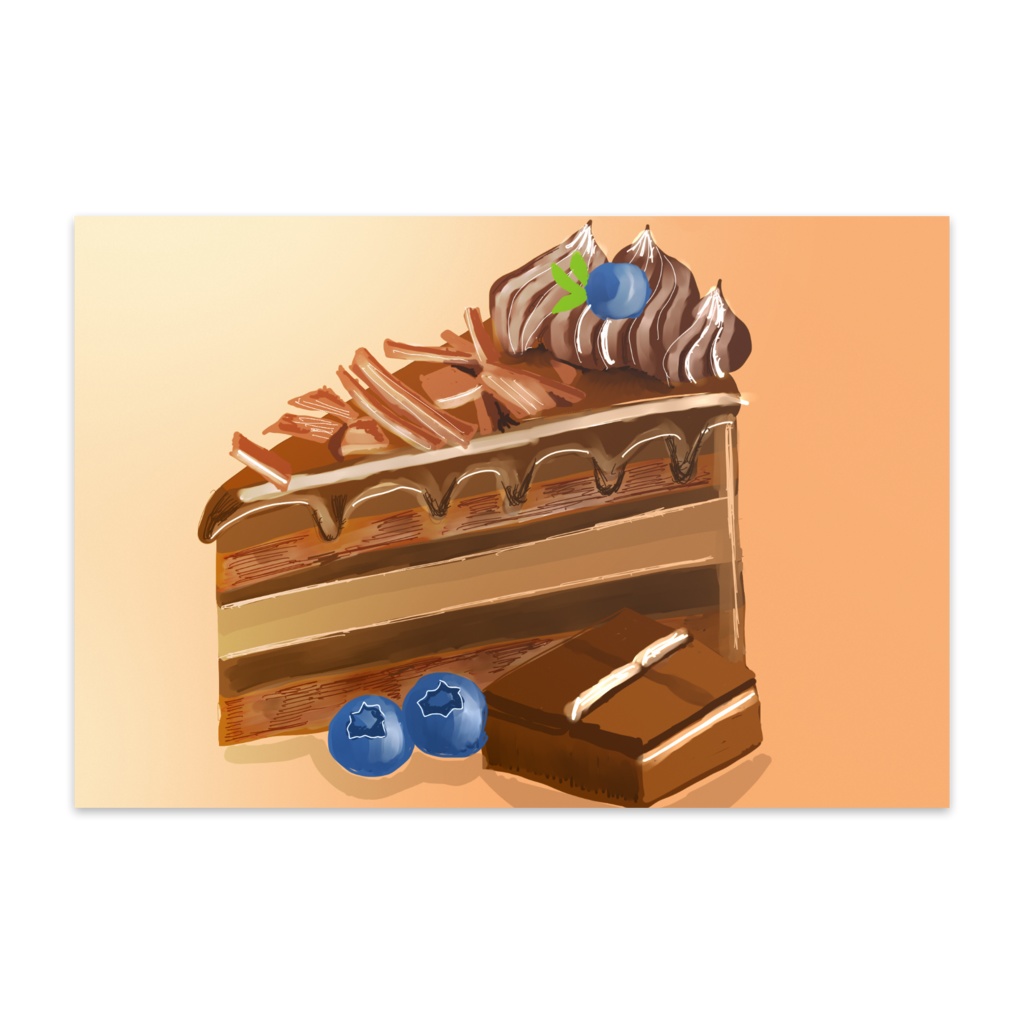 チョコケーキイラストポストカード