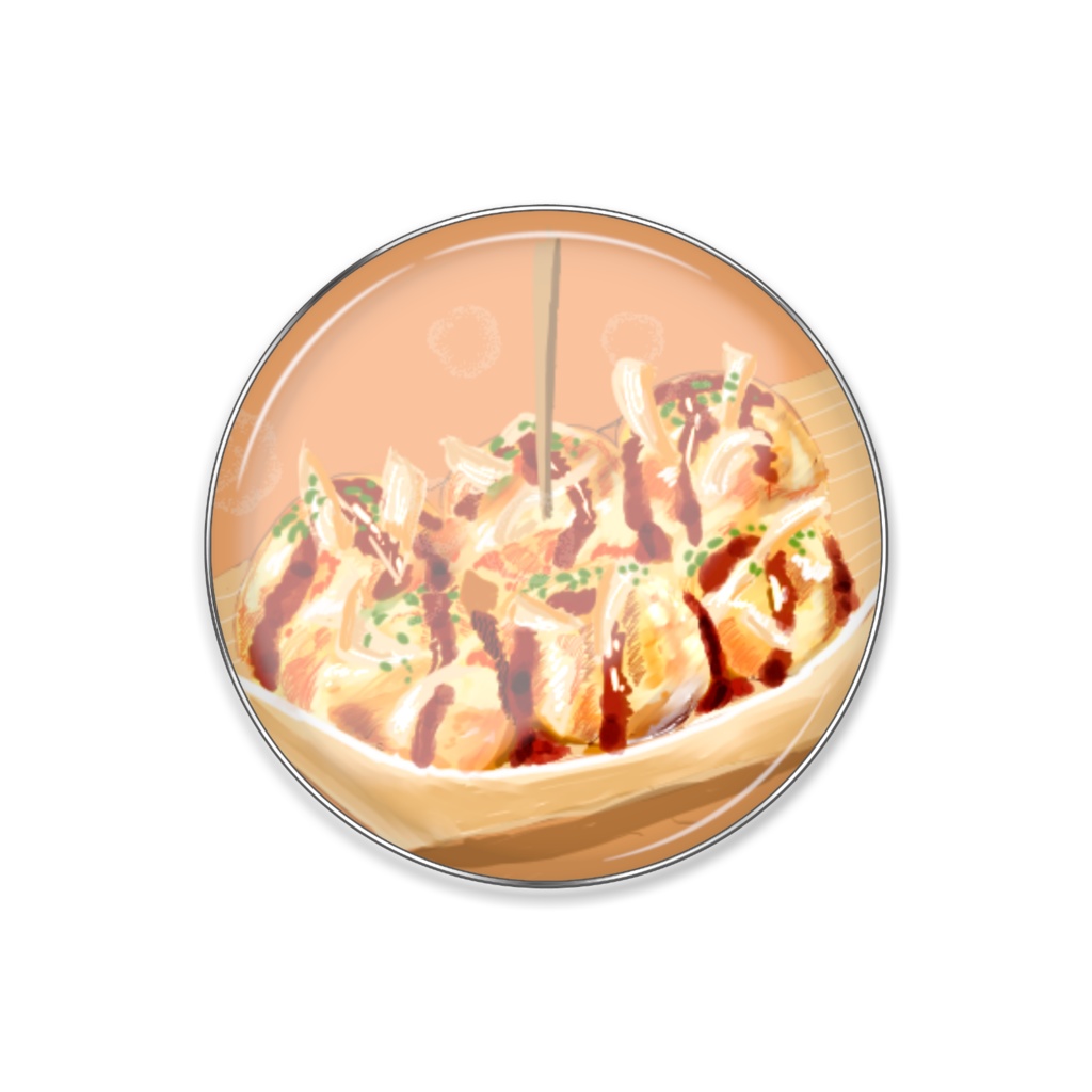 ピンバッジたこ焼きイラスト