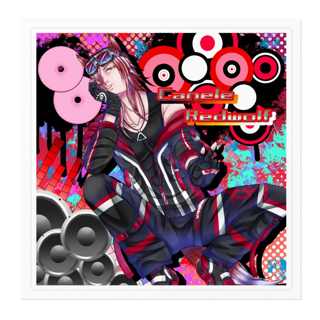 カヌレ・レッドウルフY2KCDジャケット風ステッカー
