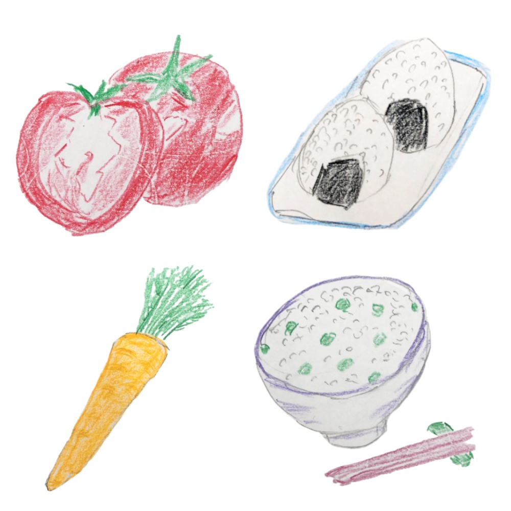 【色鉛筆の素朴な手描きイラスト】朝ごはんセット【和から洋まで】