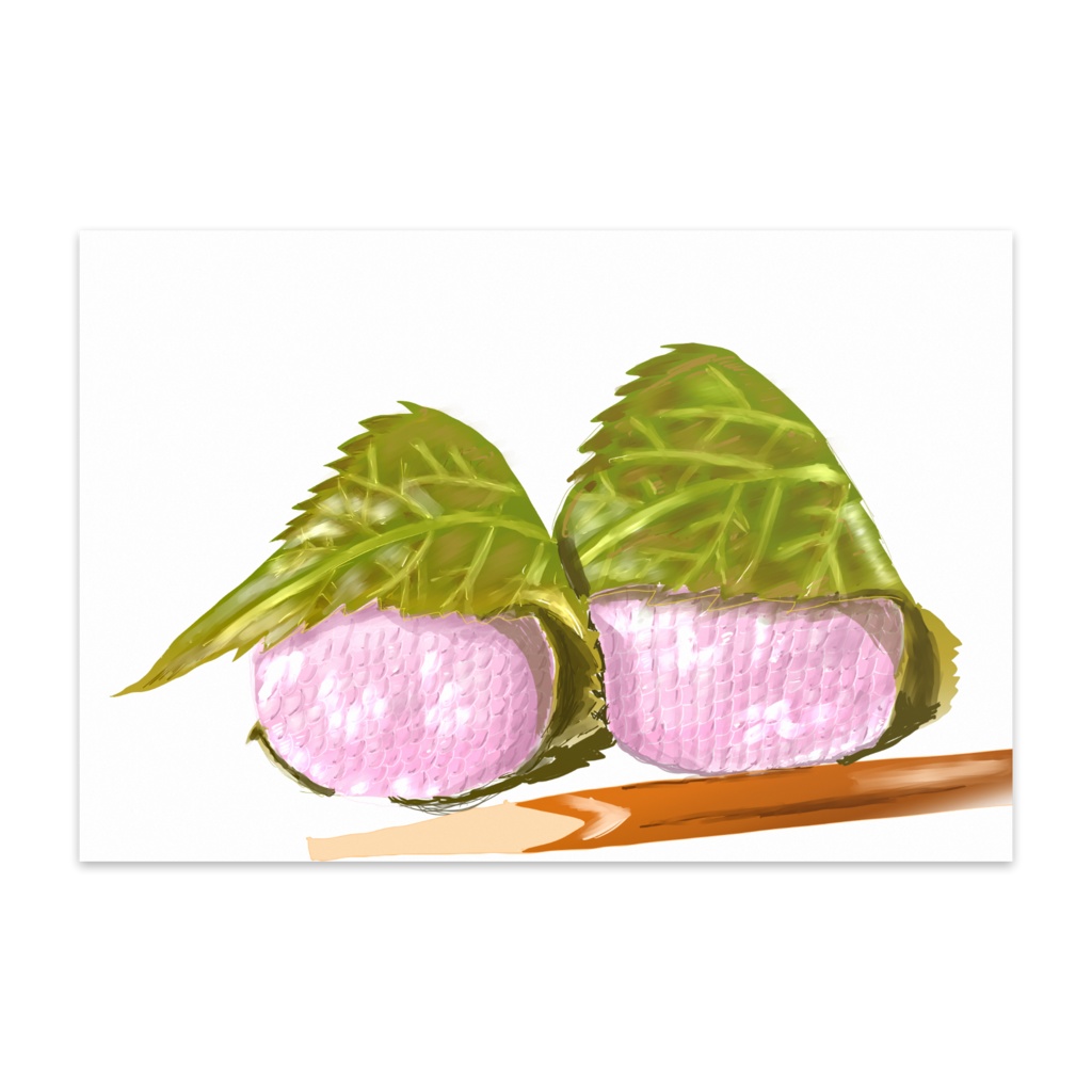 桜餅イラストポストカード