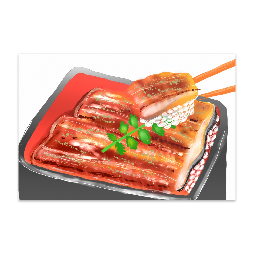 ポストカードうな重イラスト