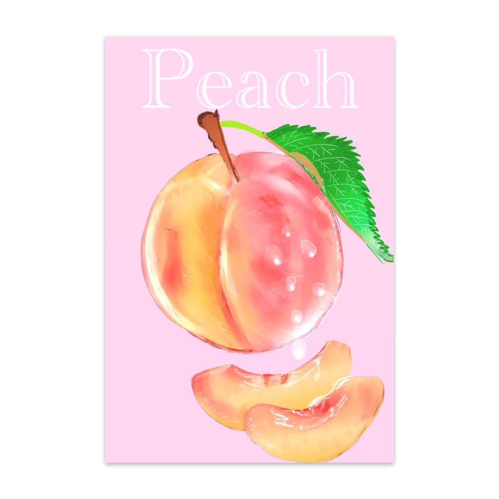 ポストカード桃イラスト