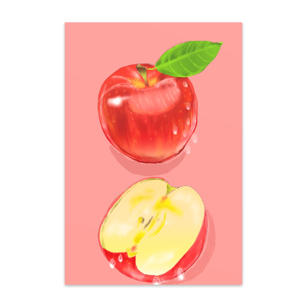 リンゴイラストポストカード