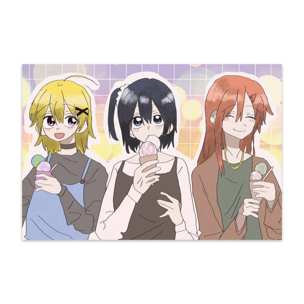 アイスを食べる三人娘