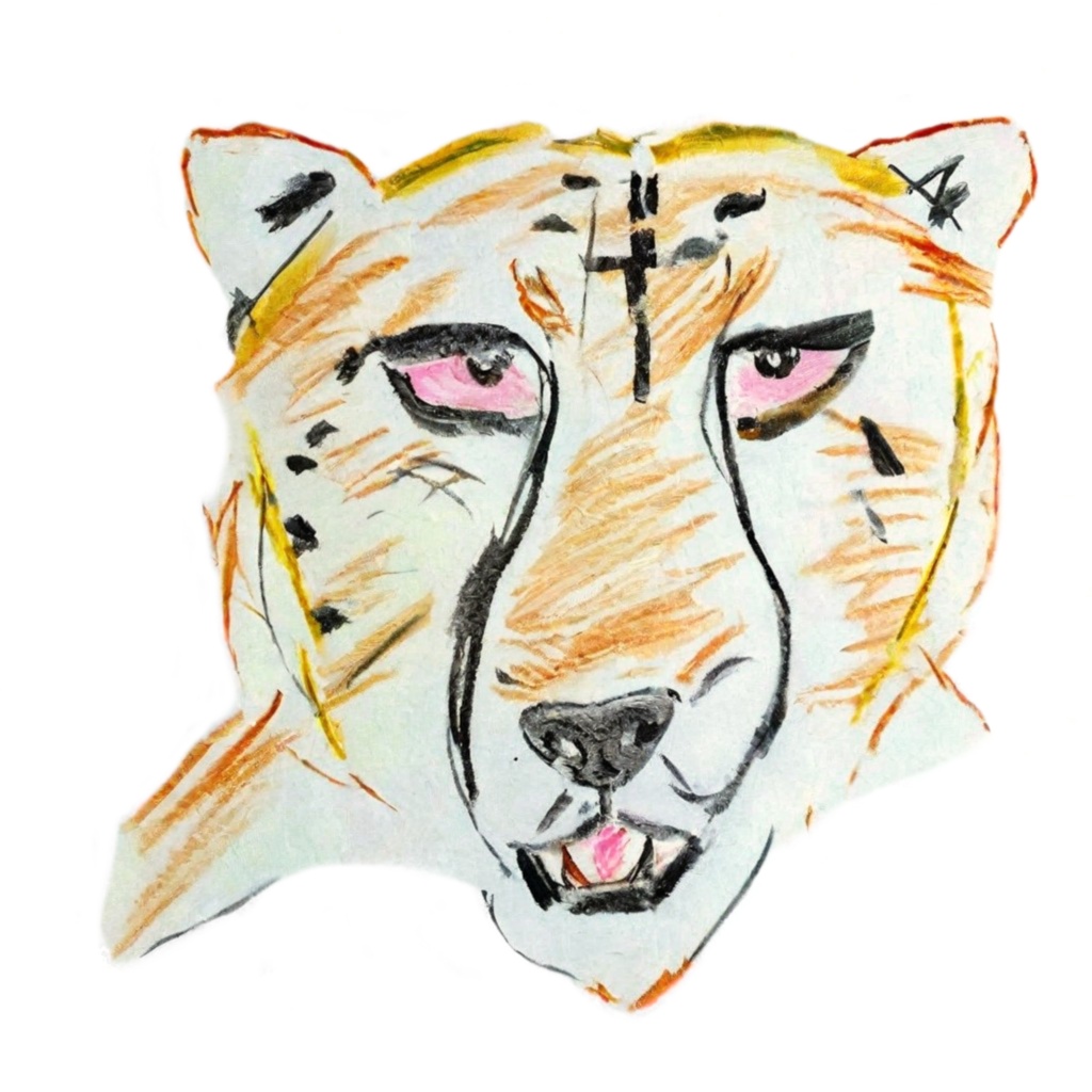 【色鉛筆で描いた!】見つめる😸チーターTシャツ