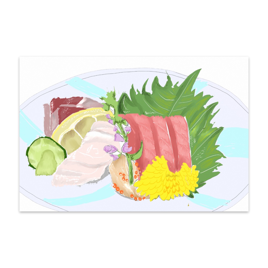 お刺身盛り合わせイラストポストカード