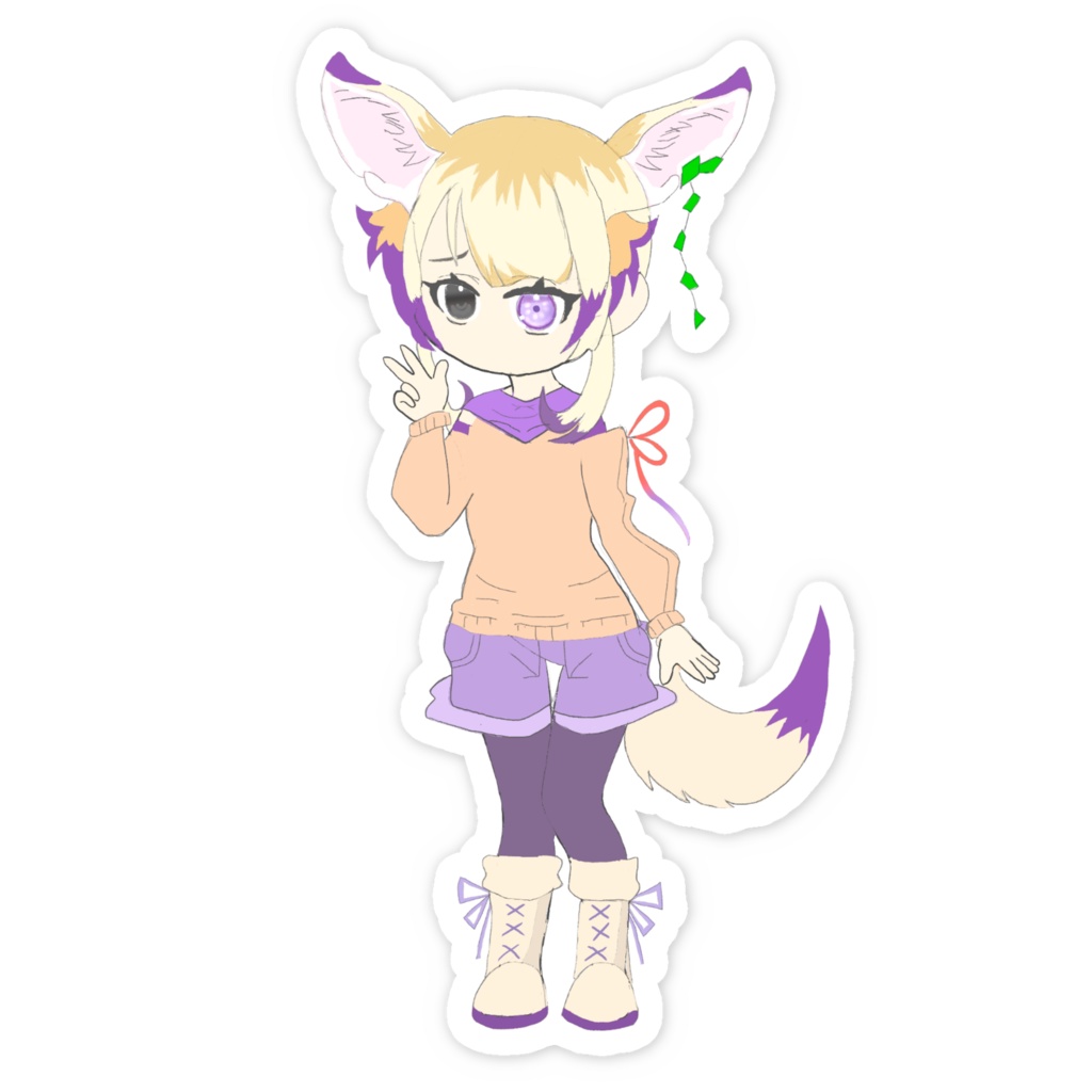 スマホステッカー用フェネックちゃんイラスト