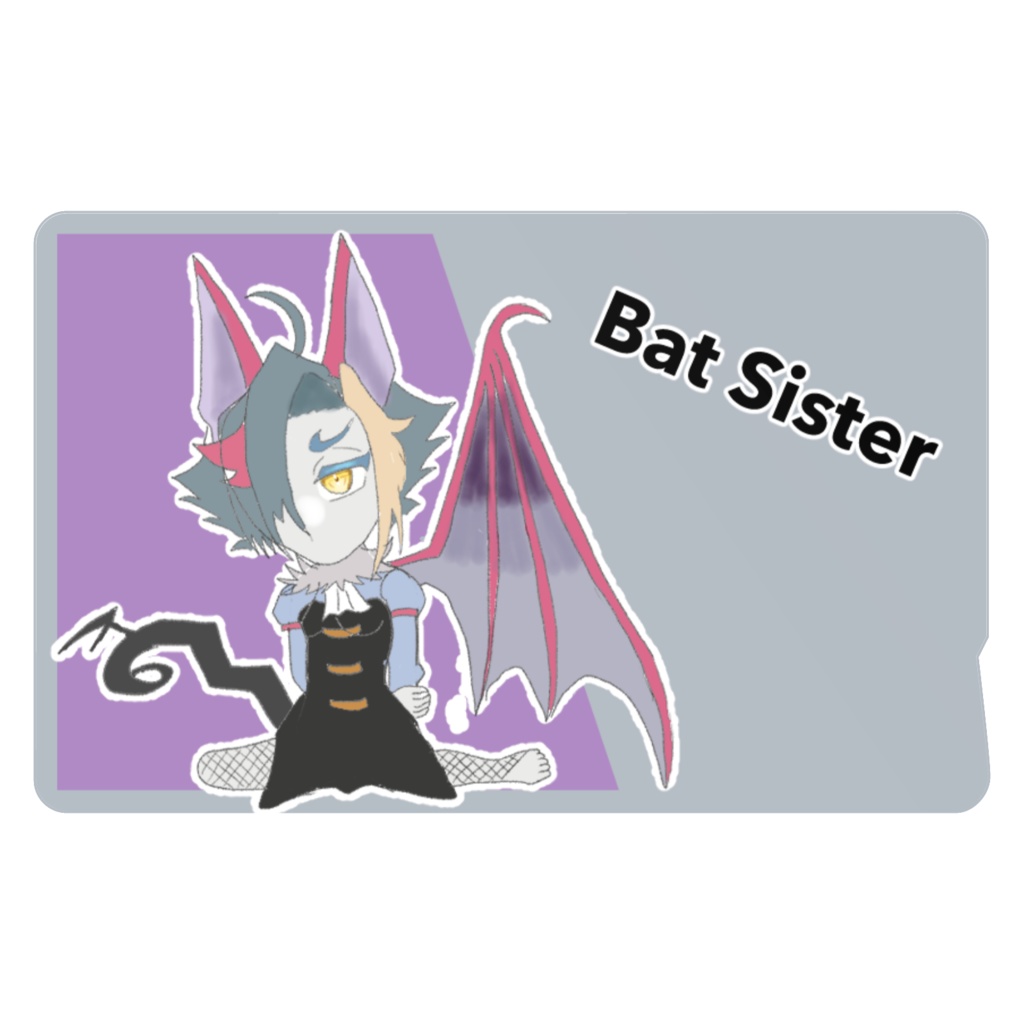 ICカードステッカーイラストコウモリ姉さん