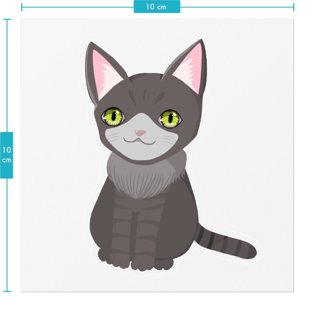 グレー猫のステッカー