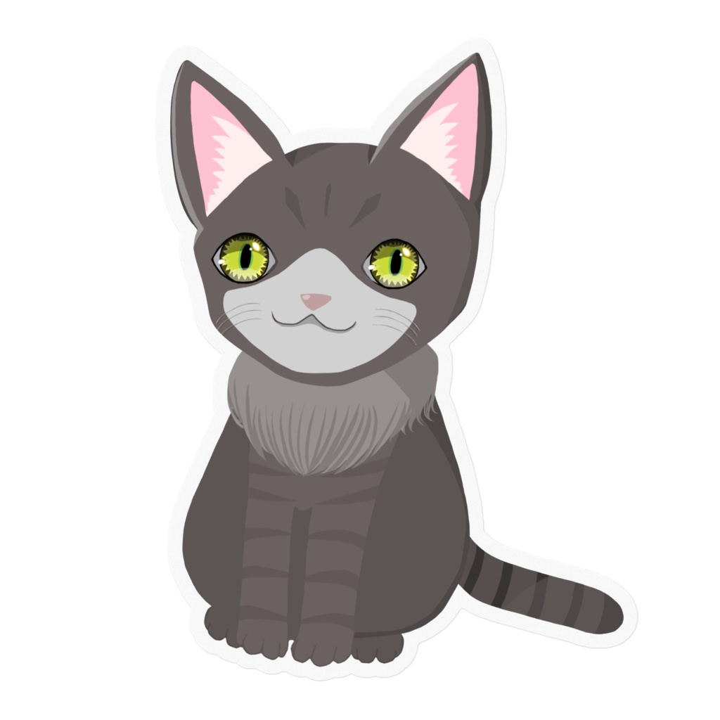 グレー猫のステッカー