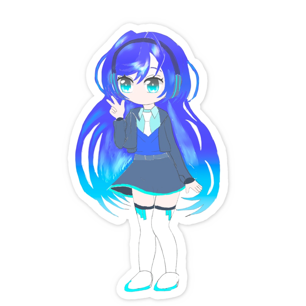 アオちゃんイラストスマホステッカー