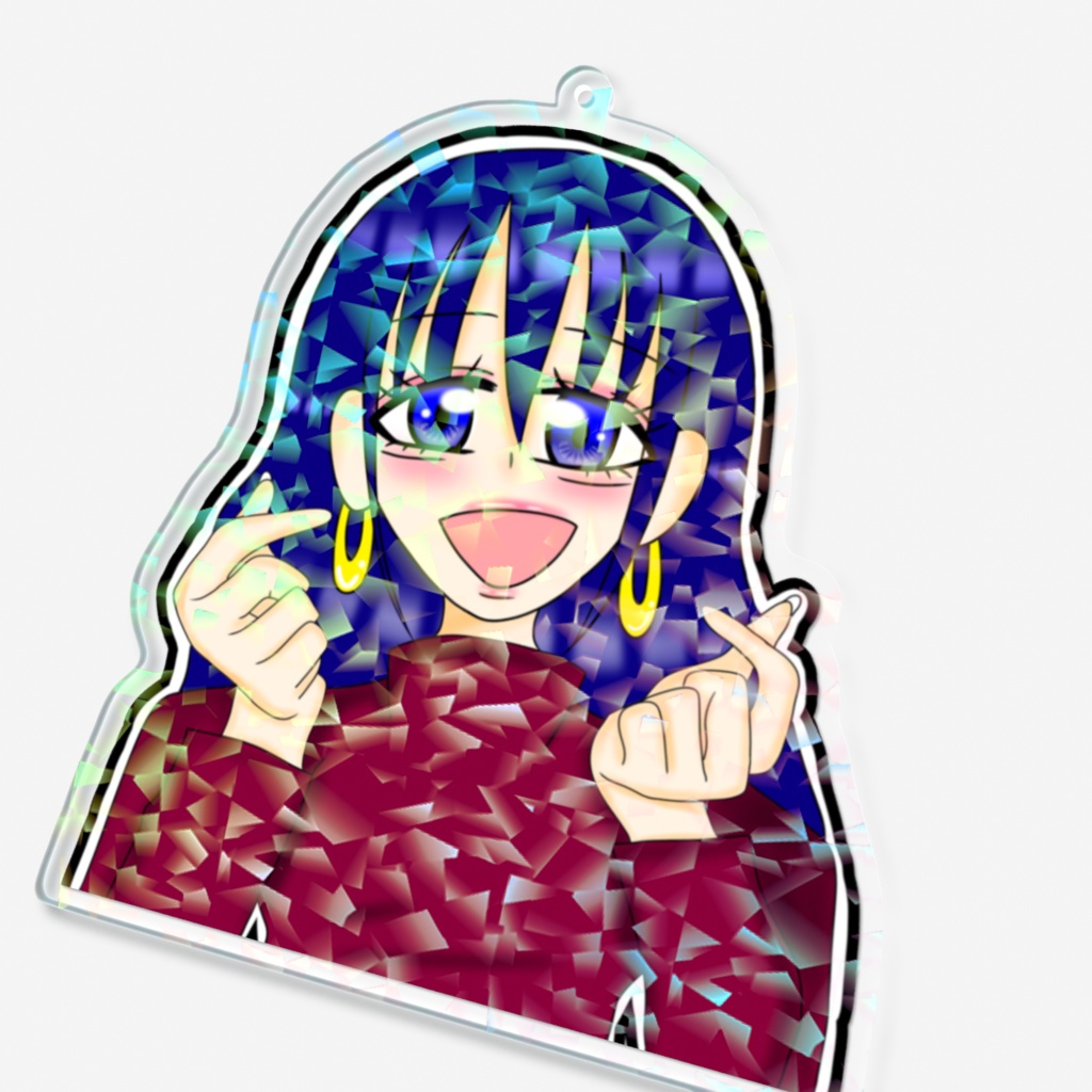 お姉さん指ハートホログラムアクキー