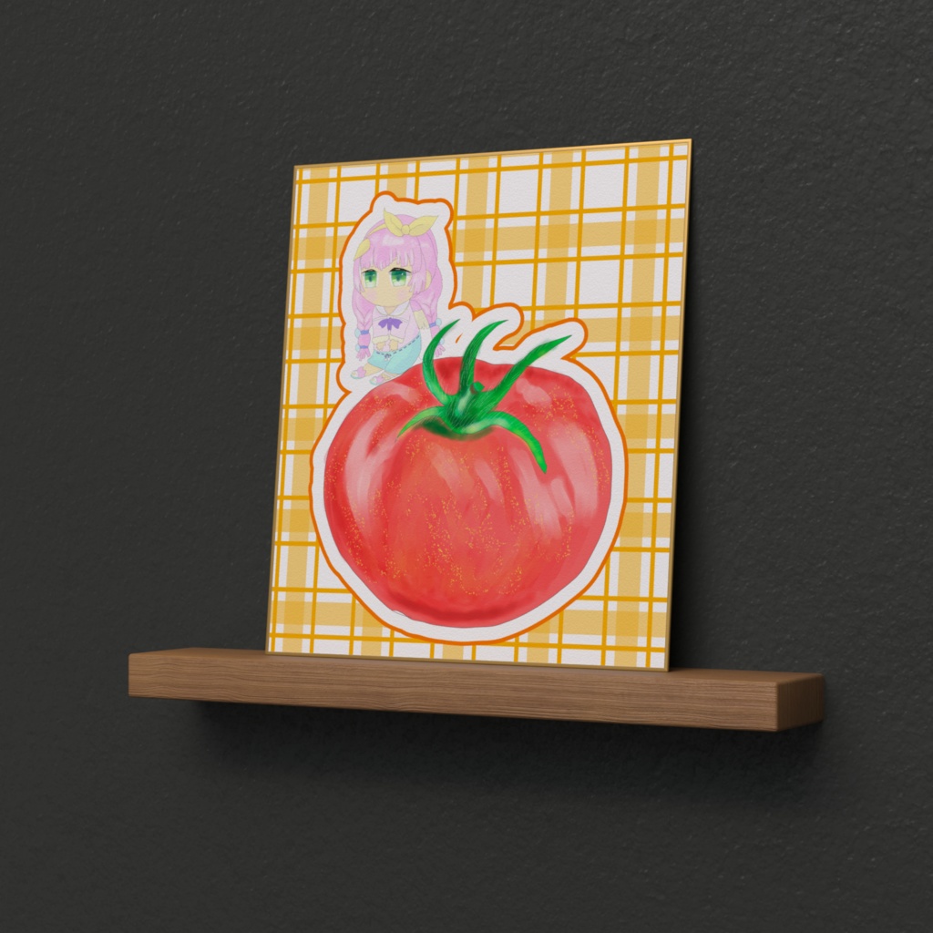 色紙イラストトマトとインコちゃん