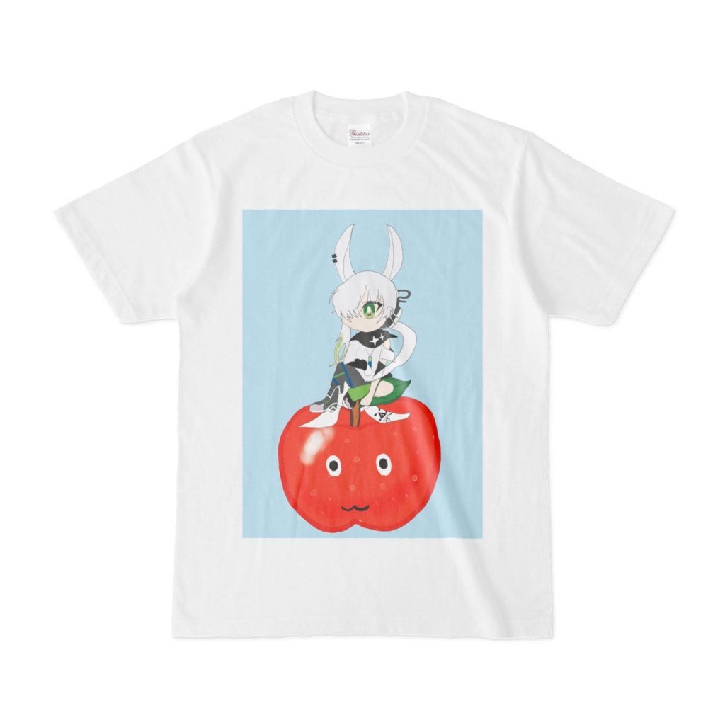 リンゴとムジカ君イラストTシャツ