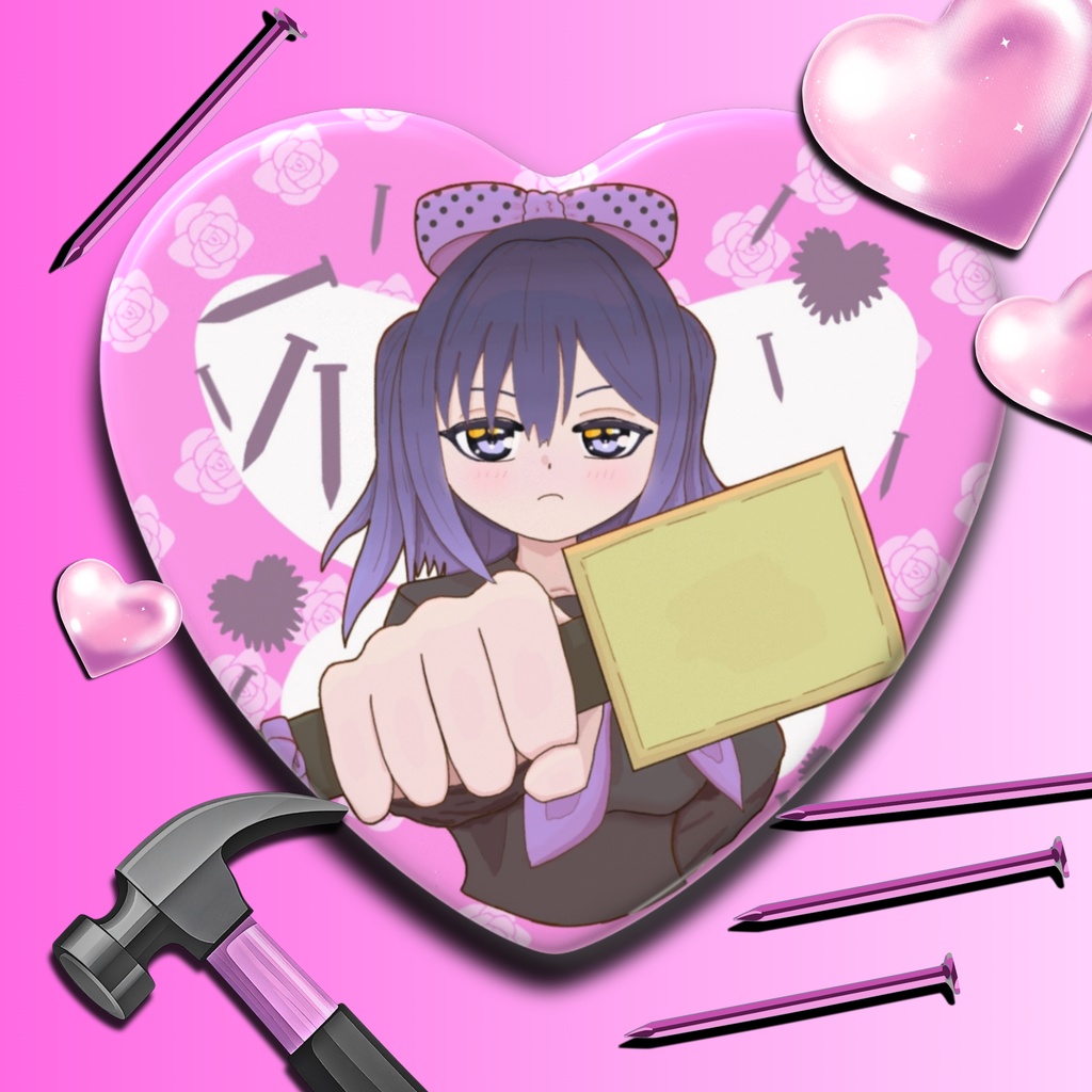 ツンデレ紫乃ちゃん♡ ハート缶バッジ