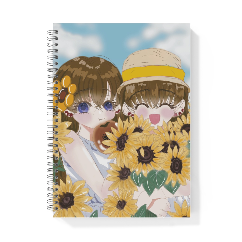 向日葵畑と双子と