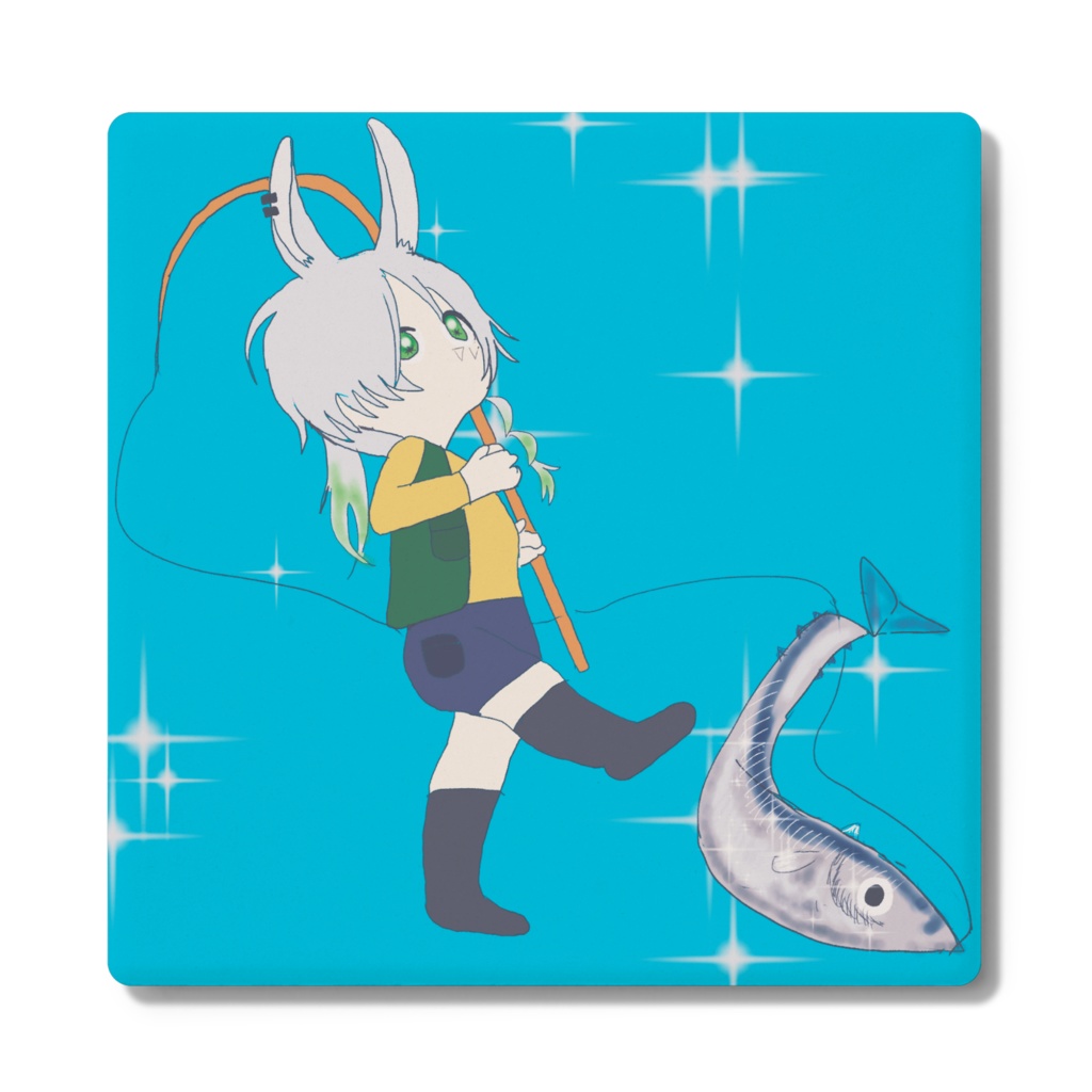 釣りイラストコースター