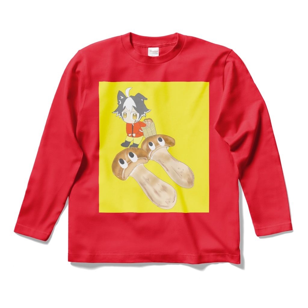 ロングスリーブTシャツ松茸とコリー君イラスト