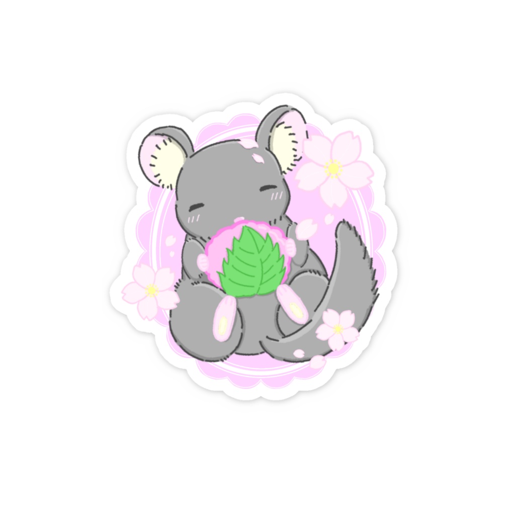 桜餅とチンチラのスマホステッカー