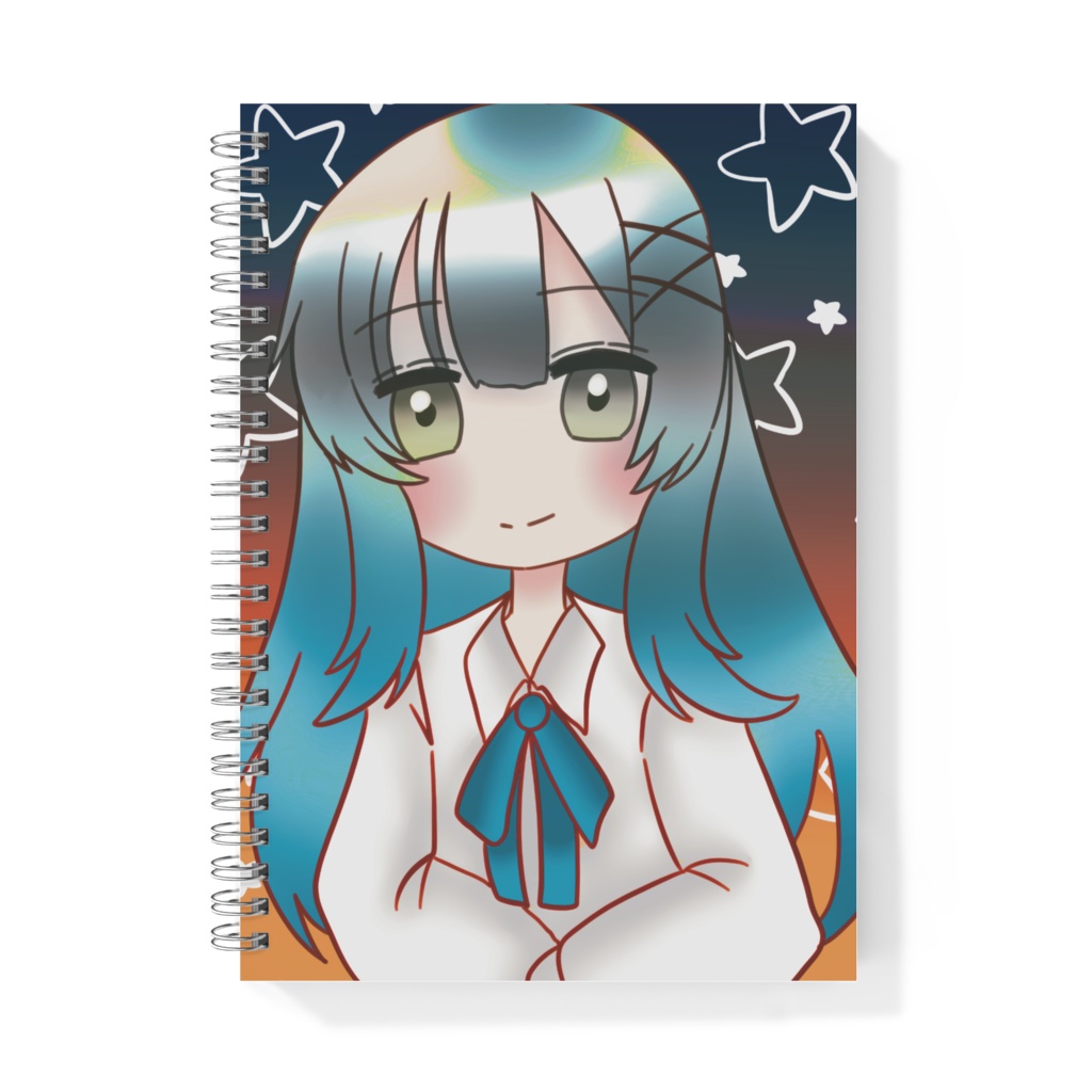 青髪ロングヘアリングノート