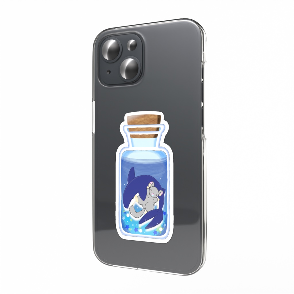 サメとチンチラのおひるねスマホステッカー