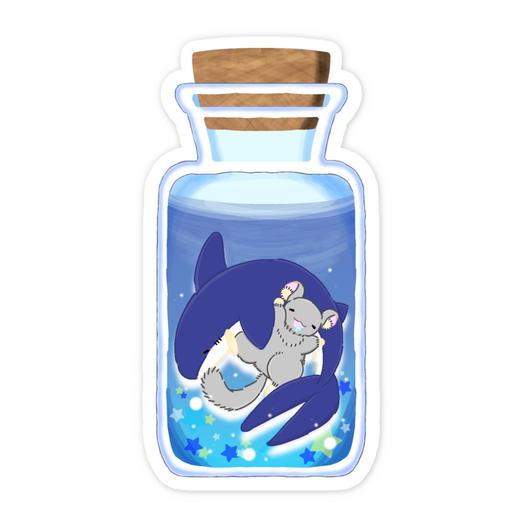 サメとチンチラのおひるねスマホステッカー