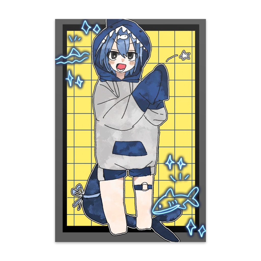 サメフード＆サメ尻尾(ポストカード)