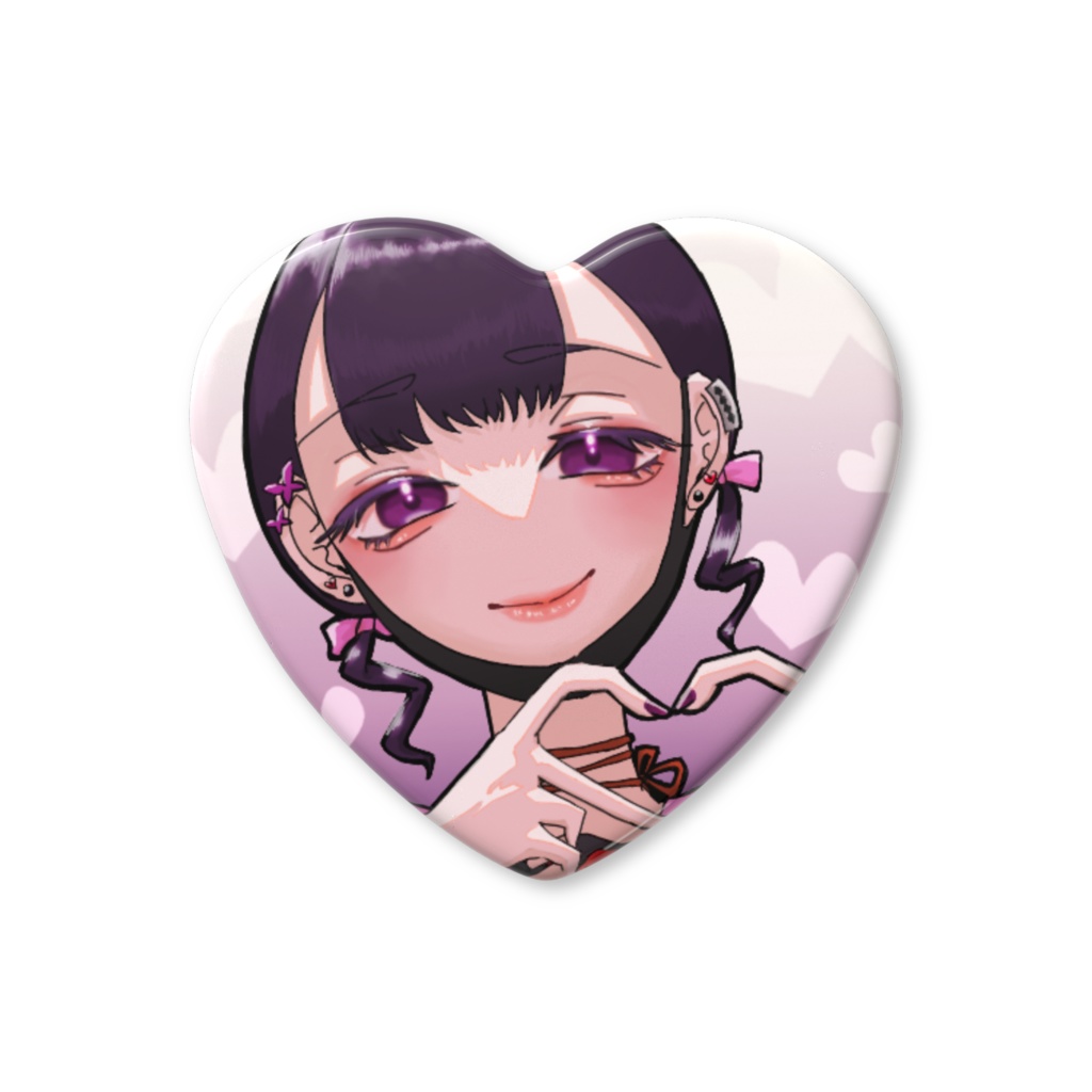 指ハート缶バッチ