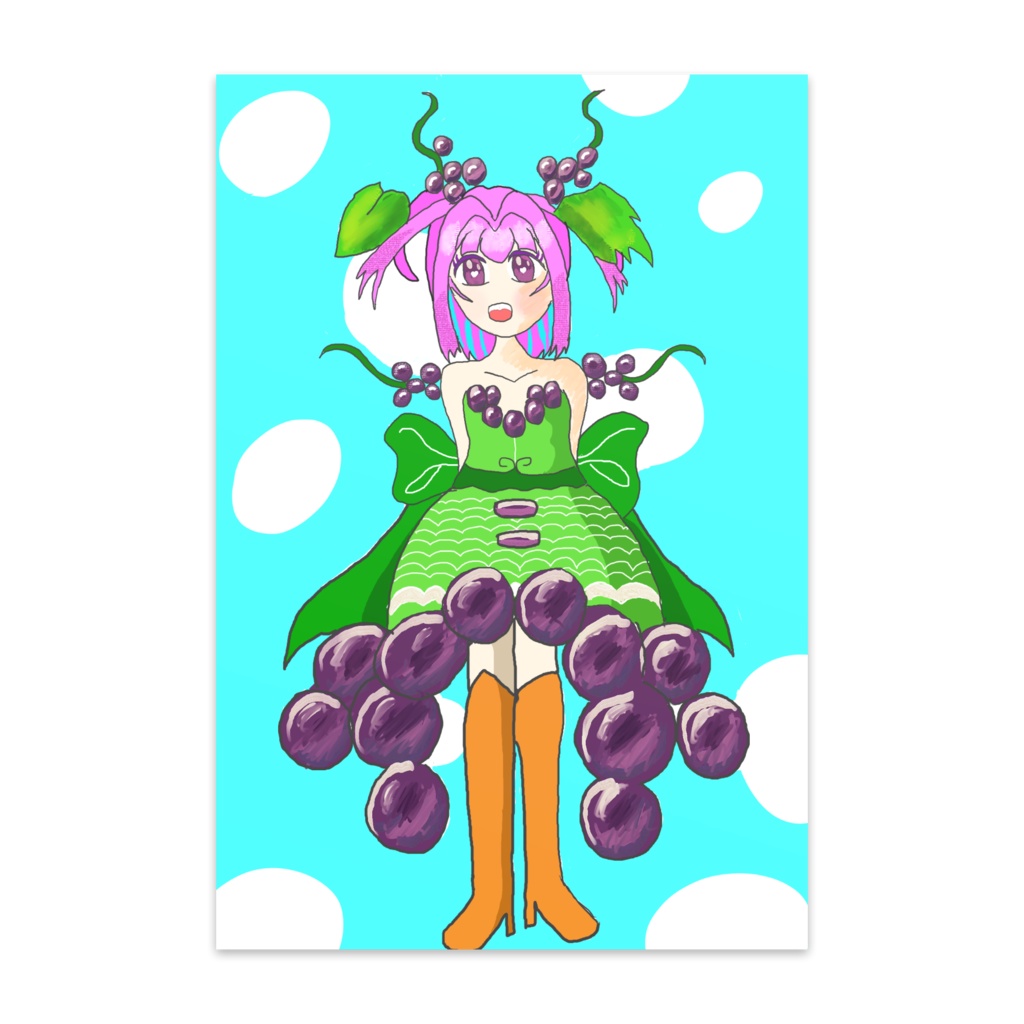 ブドウちゃんイラストポストカード