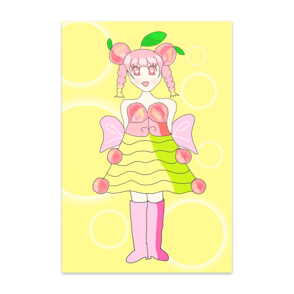 桃ちゃんイラストポストカード