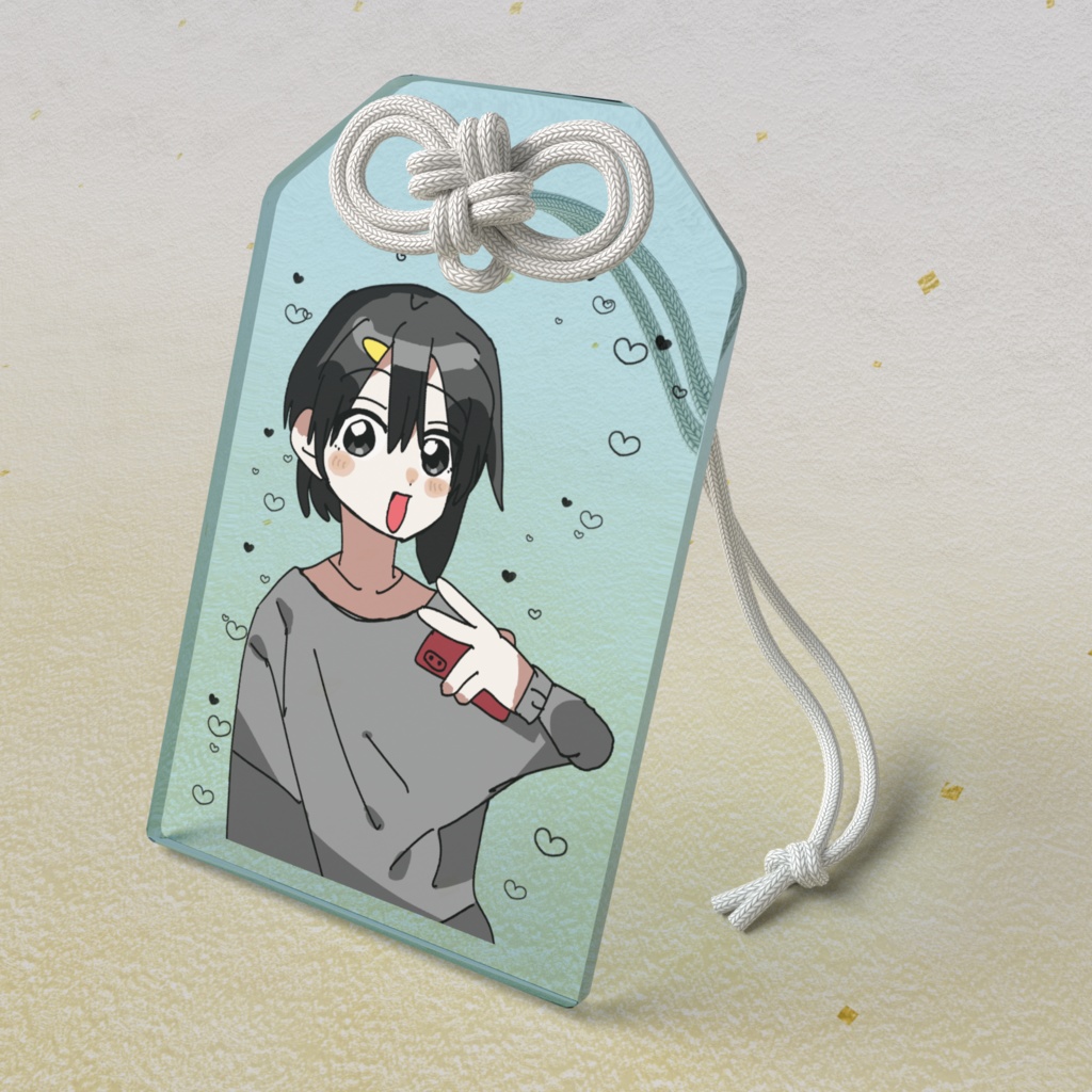 ピースサインなアクリルお守り