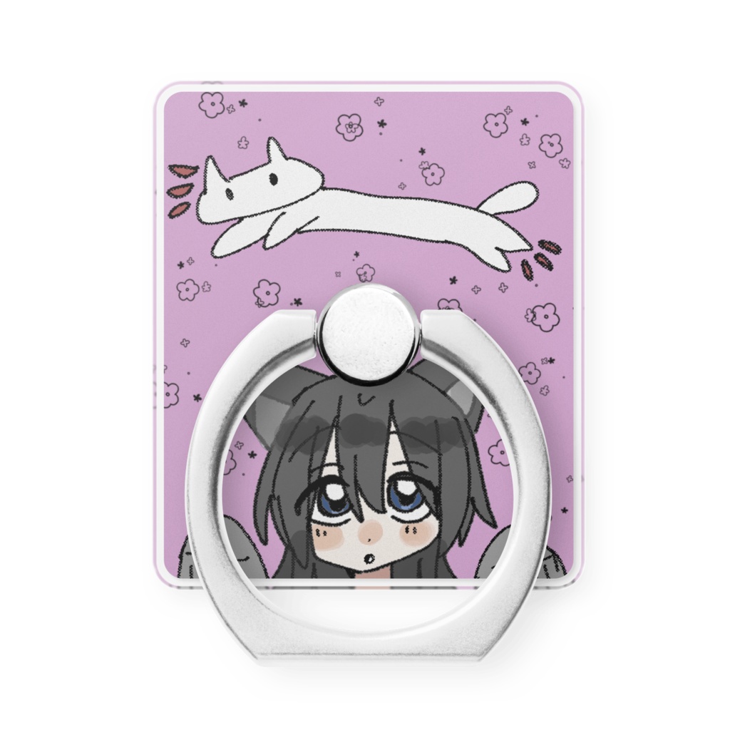 猫と猫耳キャラのスマホリング
