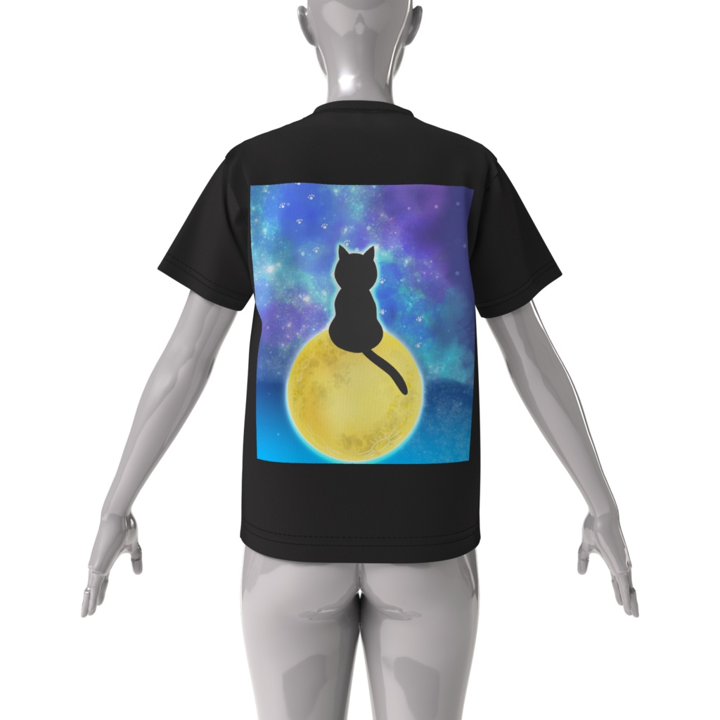 RuNA‘s満月猫ビッグシルエットオリジナルTシャツ