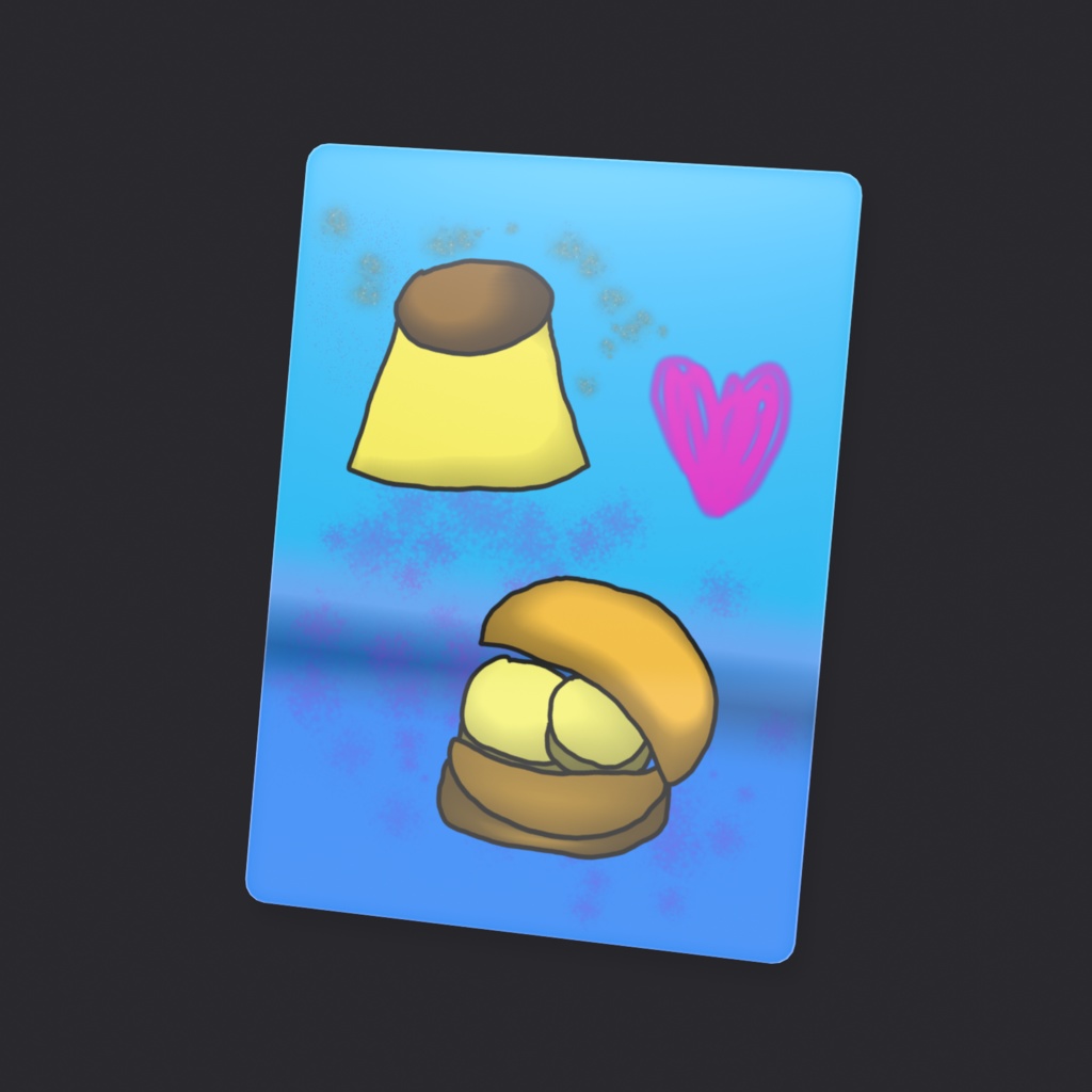 オリジナルカード、菓子。