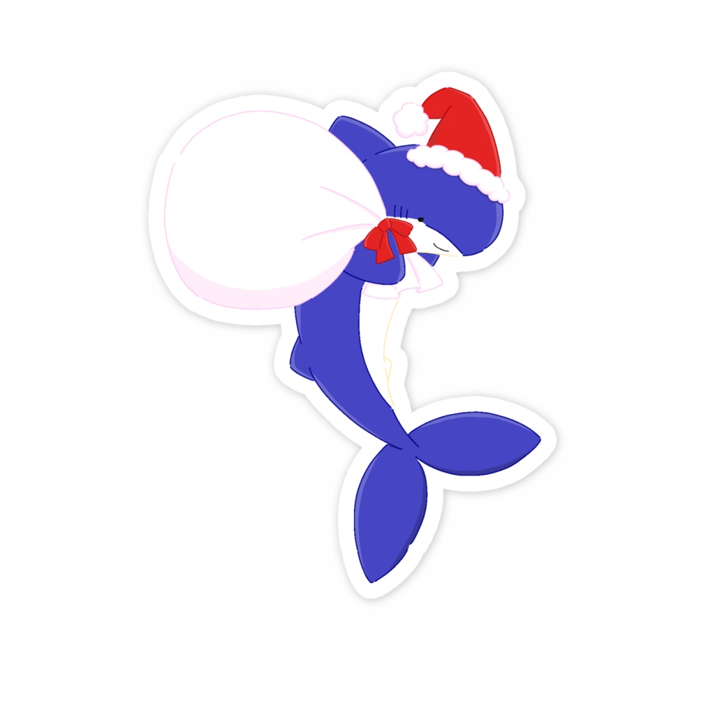 サンタさんなサメのスマホステッカー