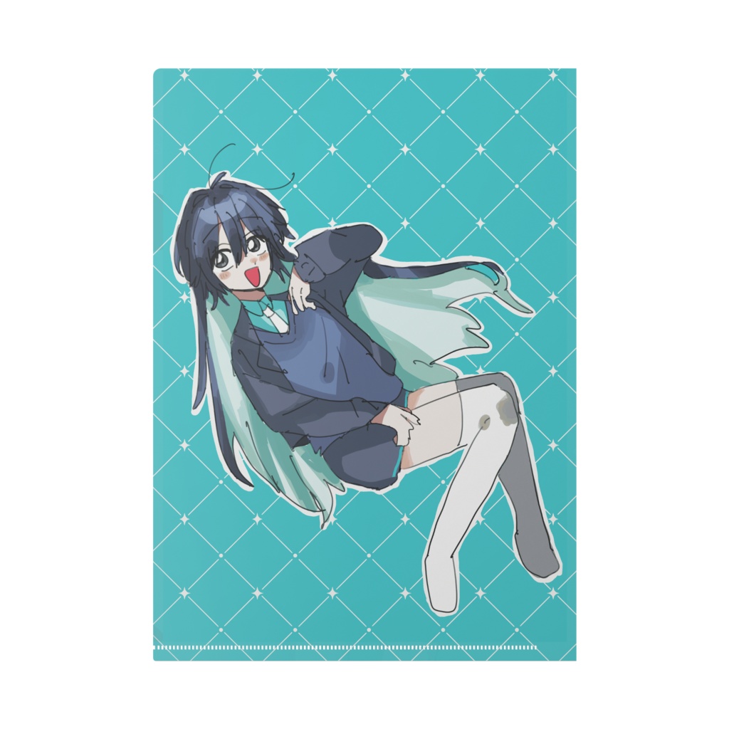 青色少女のクリアファイル