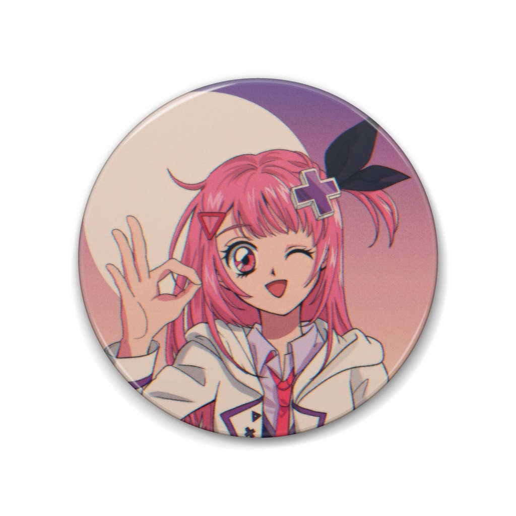 レトロアニメ風ハルカちゃん缶バッジ