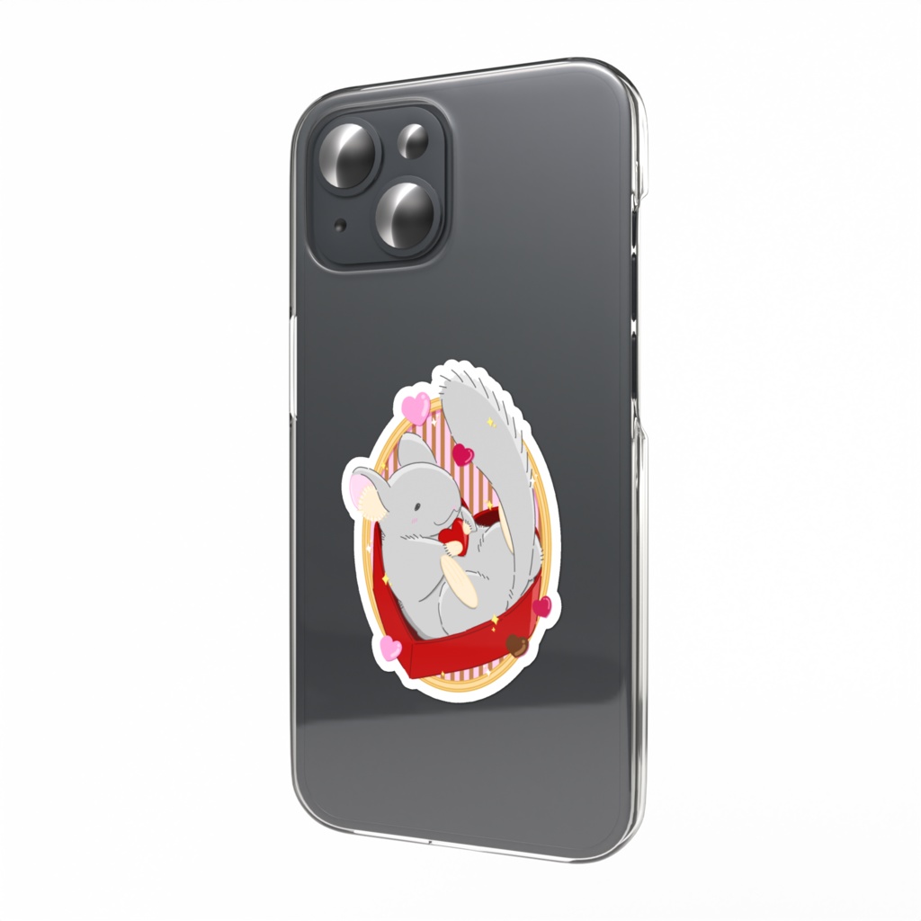 バレンタインなチンチラのスマホステッカー
