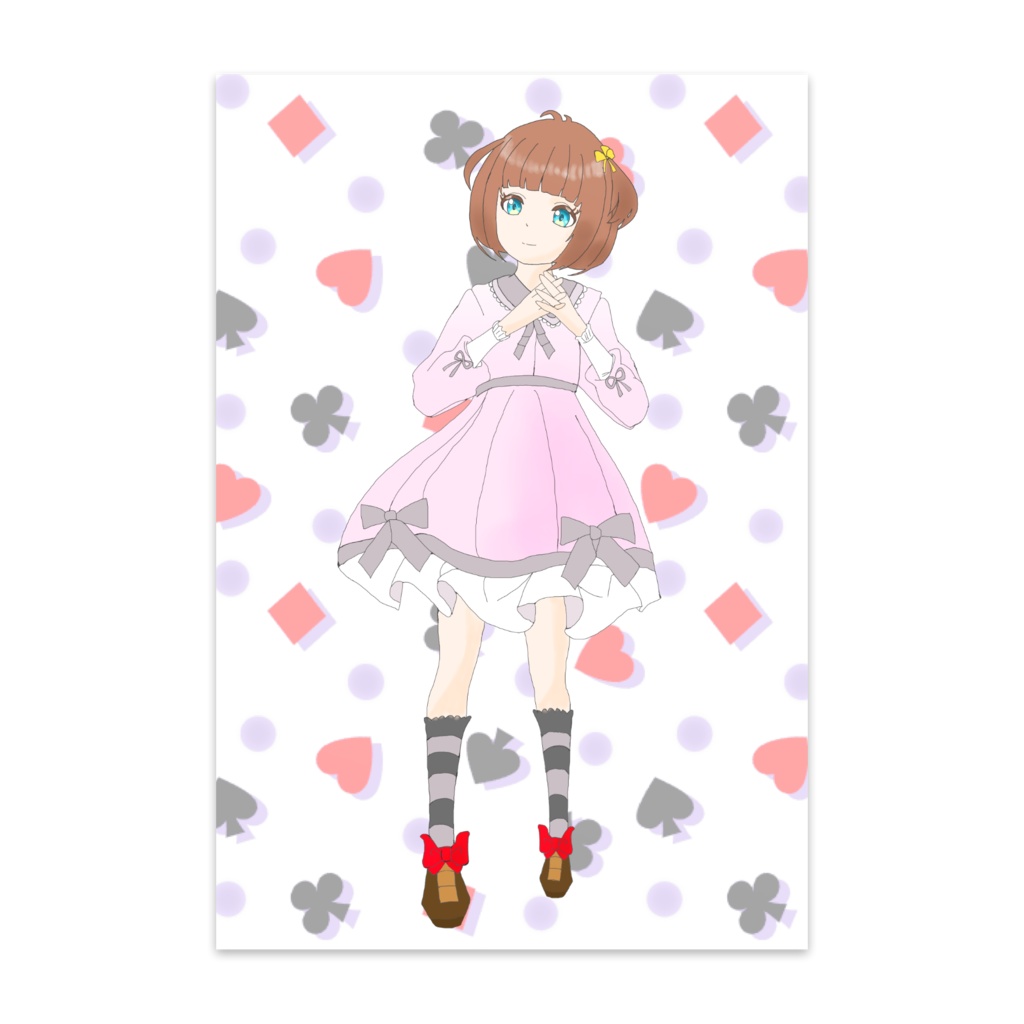 ポストカード女の子イラスト