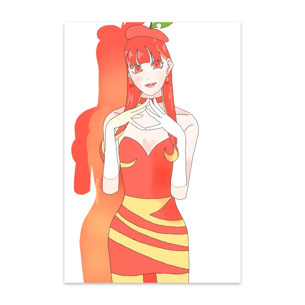 リンゴちゃんイラストポストカード