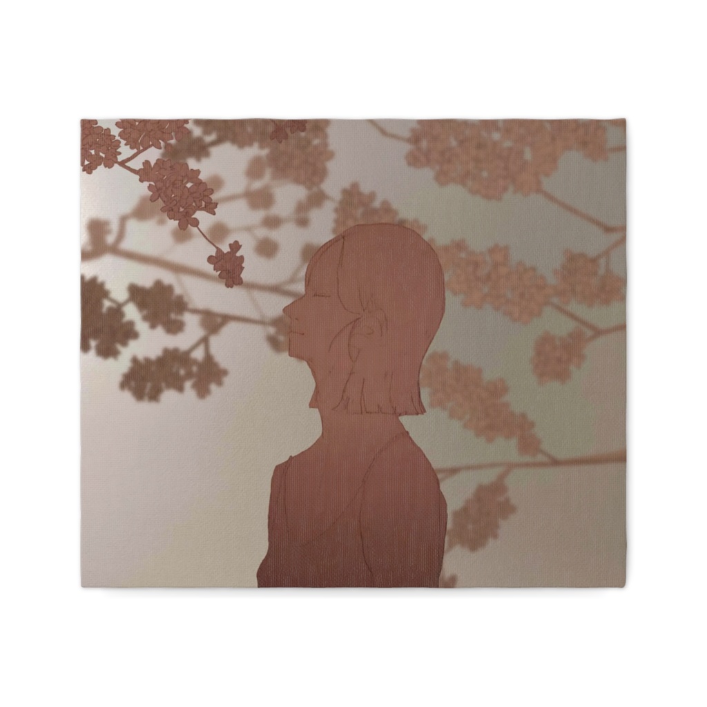 桜と女性の絵引きアナログ