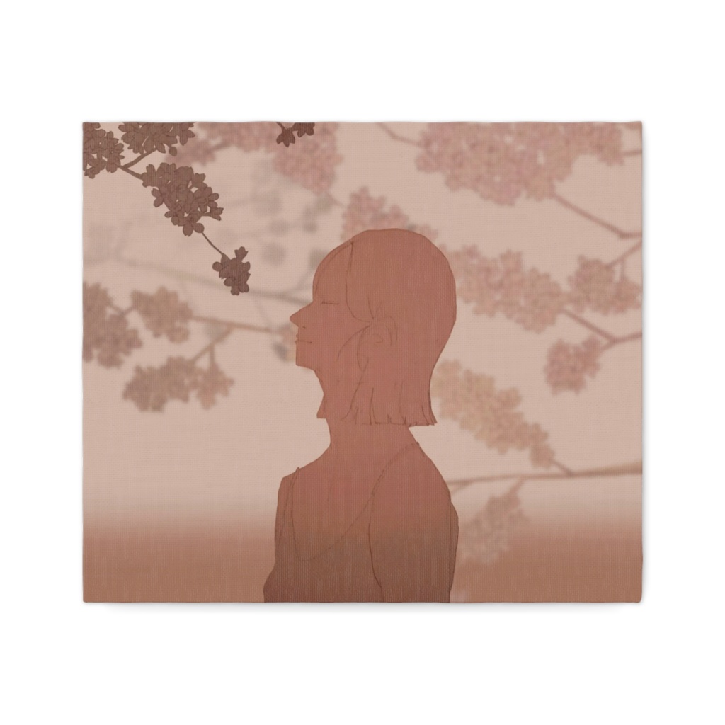 桜と女性の絵引きデジタル