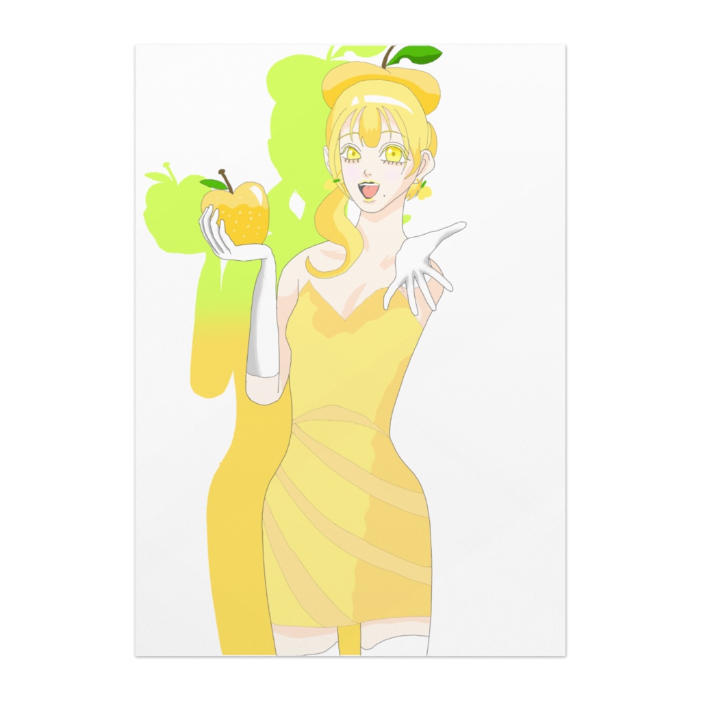 ポスター黄リンゴちゃんイラスト